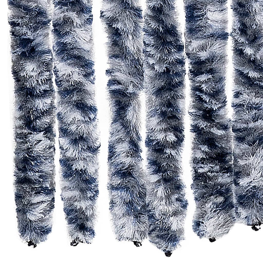 Insect Curtain Blue, White and Silver 90x220 cm Chenille