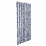 Insect Curtain Blue, White and Silver 100x220 cm Chenille - Front View