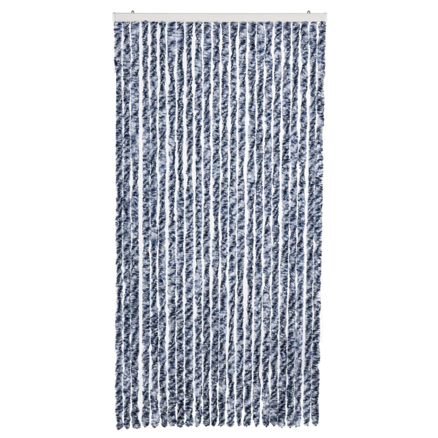 Insect Curtain Blue, White and Silver 100x220 cm Chenille