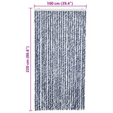 Insect Curtain Blue, White and Silver 100x220 cm Chenille