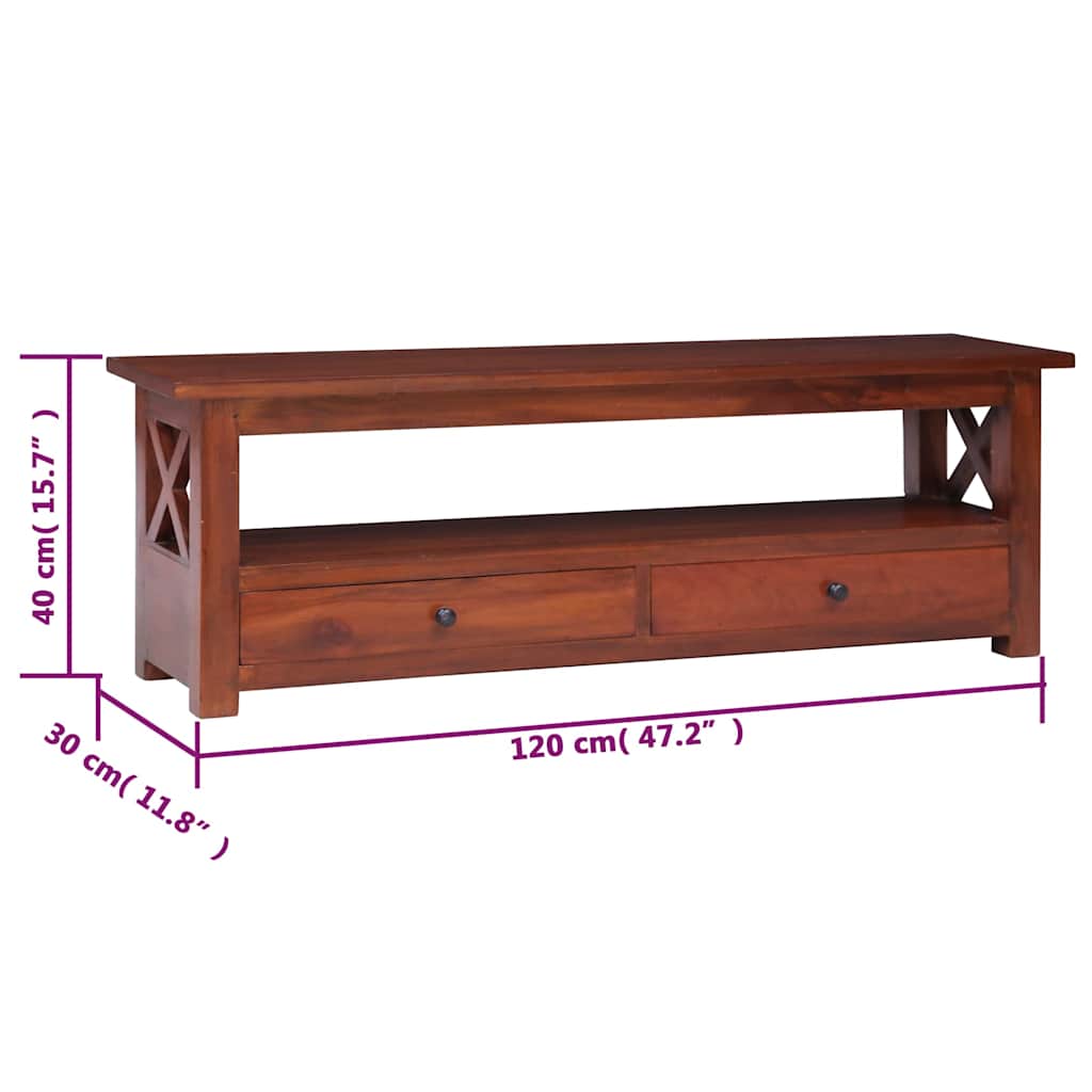TV Cabinet Brown 120x30x40 cm Solid Mahogany Wood