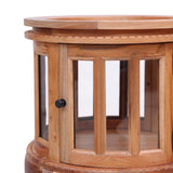 Vitrine Cabinet Natural 50x50x76 cm Solid Mahogany Wood - Close-Up Angle