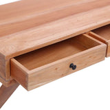 Computer Desk Natural 132x47x77 cm Solid Mahogany Wood