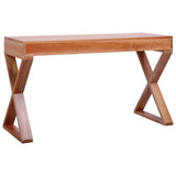 Computer Desk Natural 132x47x77 cm Solid Mahogany Wood