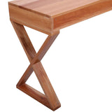 Computer Desk Natural 132x47x77 cm Solid Mahogany Wood