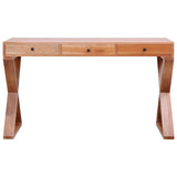Computer Desk Natural 132x47x77 cm Solid Mahogany Wood - Rear View