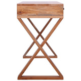 Computer Desk Natural 132x47x77 cm Solid Mahogany Wood