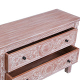 Sideboard with 2 Drawers 90x30x60 cm Solid Mahogany Wood - Close-Up Angle