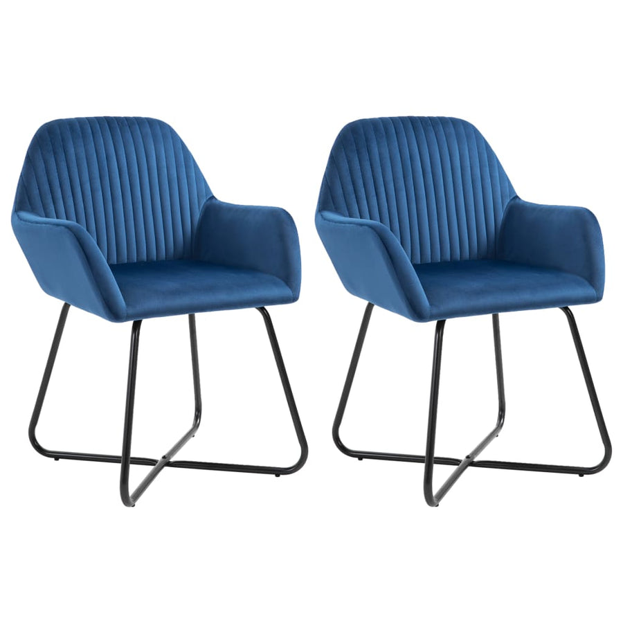 Dining Chairs 2 pcs Blue Velvet