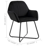Dining Chairs 2 pcs Black Velvet - Low Angle