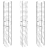 Gabion Baskets 3 pcs Galvanised Steel 25x25x197 cm