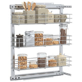 3-Tier Pull-out Kitchen Wire Basket Silver 47x15.5x55.5 cm - Side View