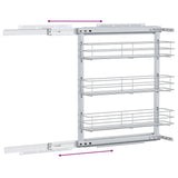 3-Tier Pull-out Kitchen Wire Basket Silver 47x15.5x55.5 cm - Low Angle