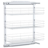 3-Tier Pull-out Kitchen Wire Basket Silver 47x25x56 cm - Front View