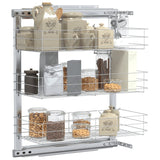 3-Tier Pull-out Kitchen Wire Basket Silver 47x25x56 cm - Side View