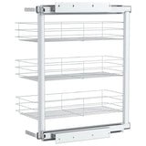 3-Tier Pull-out Kitchen Wire Basket Silver 47x25x56 cm - Rear View