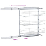 3-Tier Pull-out Kitchen Wire Basket Silver 47x25x56 cm - Low Angle