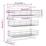 3-Tier Pull-out Kitchen Wire Basket Silver 47x25x56 cm