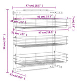 3-Tier Pull-out Kitchen Wire Basket Silver 47x25x56 cm - Extra Image