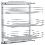 3-Tier Pull-out Kitchen Wire Basket Silver 47x35x56 cm
