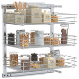 3-Tier Pull-out Kitchen Wire Basket Silver 47x35x56 cm - Side View