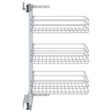3-Tier Pull-out Kitchen Wire Basket Silver 47x35x56 cm - 45-Degree Angle