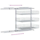3-Tier Pull-out Kitchen Wire Basket Silver 47x35x56 cm - Low Angle