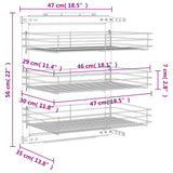 3-Tier Pull-out Kitchen Wire Basket Silver 47x35x56 cm - Extra Image