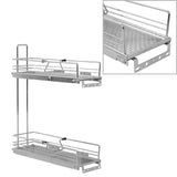 2-Tier Pull-out Kitchen Wire Basket Silver 47x15x54.5 cm - Front View
