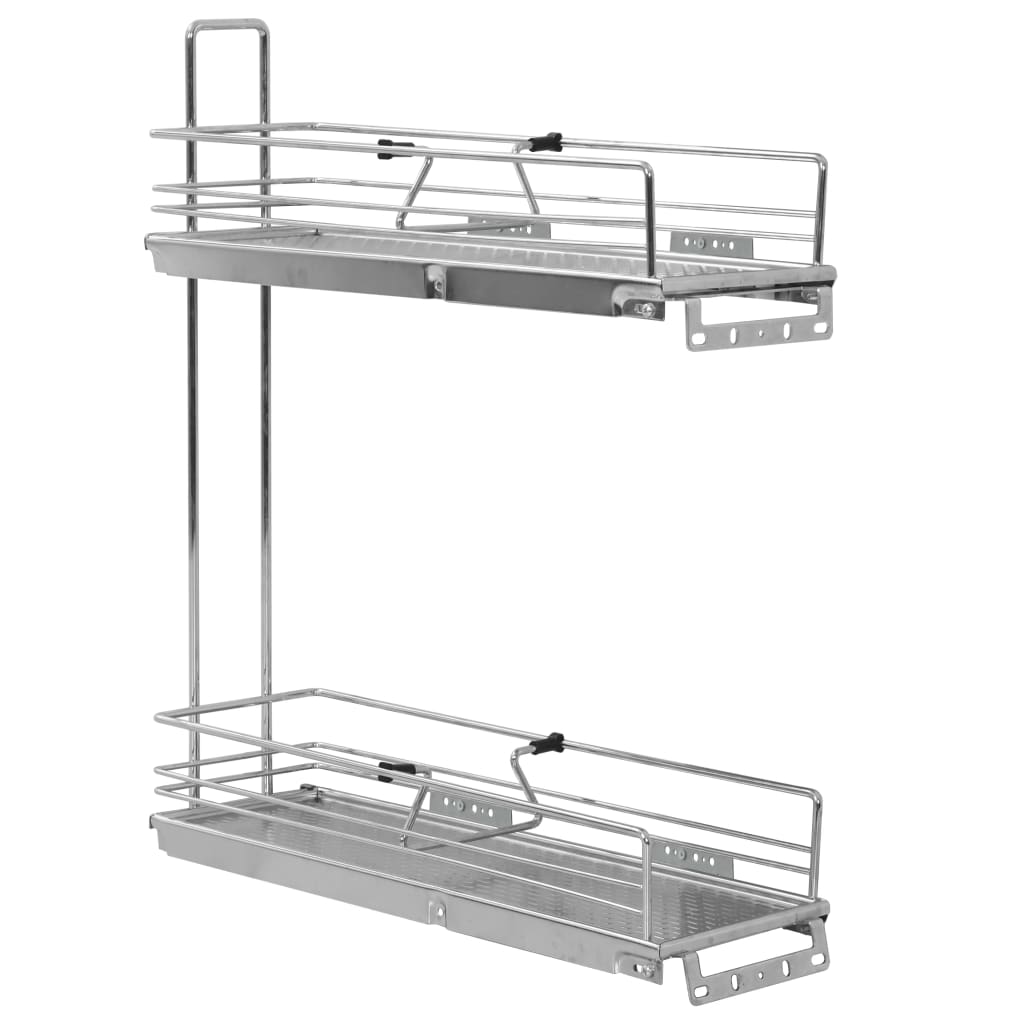 2-Tier Pull-out Kitchen Wire Basket Silver 47x15x54.5 cm