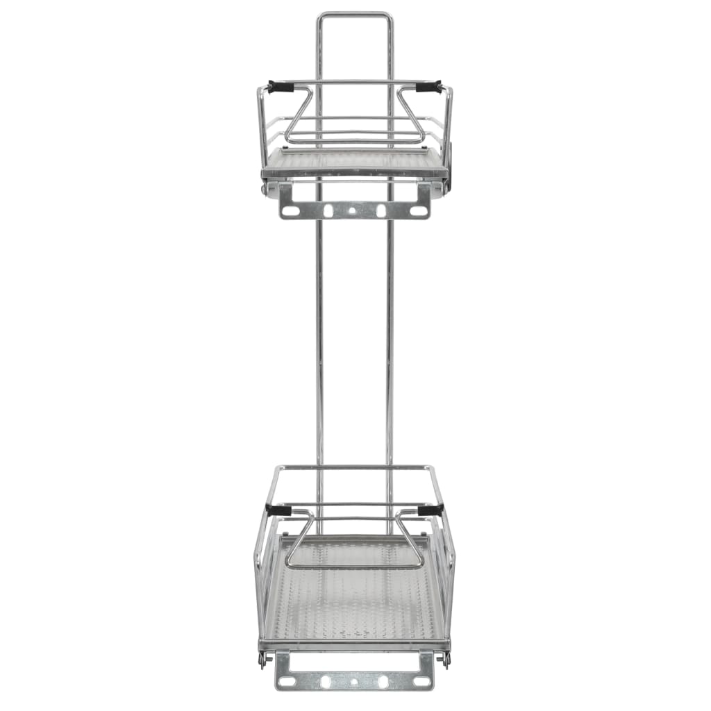 2-Tier Pull-out Kitchen Wire Basket Silver 47x15x54.5 cm