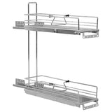 2-Tier Pull-out Kitchen Wire Basket Silver 47x15x54.5 cm - Low Angle