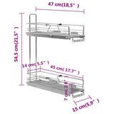 2-Tier Pull-out Kitchen Wire Basket Silver 47x15x54.5 cm - Extra Image