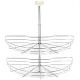 2-Tier Kitchen Wire Basket Silver 180 Degree 75x38x80 cm