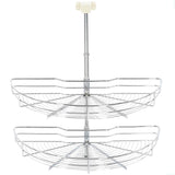 2-Tier Kitchen Wire Basket Silver 180 Degree 75x38x80 cm - 45-Degree Angle