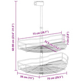 2-Tier Kitchen Wire Basket Silver 180 Degree 75x38x80 cm - Extra Image