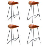 Bar Stools 4 pcs Brown Real Leather