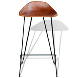 Bar Stools 4 pcs Brown Real Leather - Side View