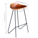 Bar Stools 4 pcs Brown Real Leather
