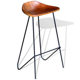 Bar Stools 6 pcs Brown Real Leather