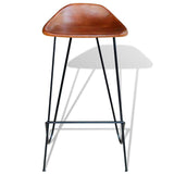 Bar Stools 6 pcs Brown Real Leather - Side View