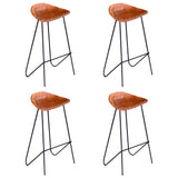 Bar Stools 4 pcs Brown Real Leather