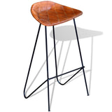 Bar Stools 4 pcs Brown Real Leather