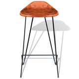 Bar Stools 4 pcs Brown Real Leather