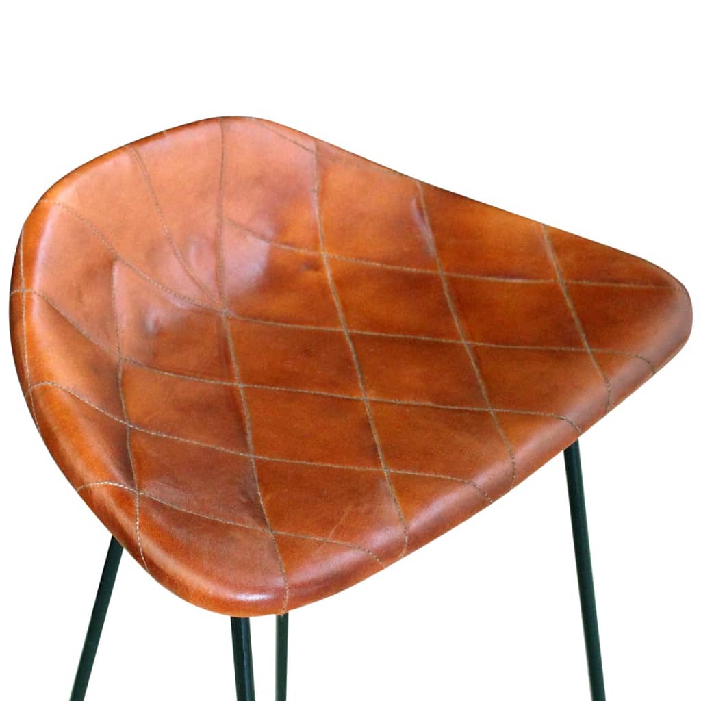 Bar Stools 4 pcs Brown Real Leather
