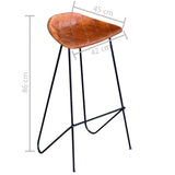 Bar Stools 4 pcs Brown Real Leather