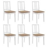 Dining Chairs with Cushions 6 pcs White Solid Wood