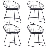 Dining Chairs with Faux Leather Seats 4 pcs Black Steel