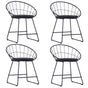 Dining Chairs with Faux Leather Seats 4 pcs Black Steel