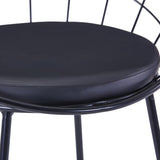 Dining Chairs with Faux Leather Seats 4 pcs Black Steel - Close-Up Angle